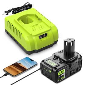 B0dtg5mymt Abeden Ryobi 18v 4.0ah One Lithium-ion Replacement Battery And Usb Charger Combo