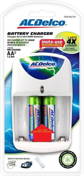 Acdelco 683969887457 Aa And Aaa Battery Charger Includes 2 Rechargeable Batteries