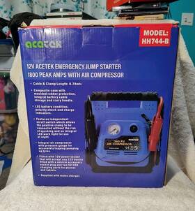 Hh-744-b Acetak 12v Emergency Jump Starter 1800 Peak Amps With Air Compressor Hh744-b New