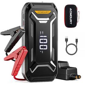 6000a Acmount 008678637924 Car Battery Jump Starter Portable 12v Lcd Usb Quick Charge Black