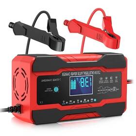 Adrinfly 762262636150 10-amp 12v 24v Smart Car Battery Charger With Lcd Desulfator Temp Compensation