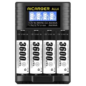 Aicarger 737706561978 Aa Aaa Battery Charger 4 Slot Rechargeable Batteries 5v/2a Fast Charging Wit