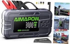 6000a Aimapow 684514187190 Car Battery Jump Starter With Air Compressor 160psi Green