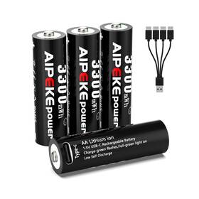 Abk1433 Aipeke Rechargeable Lithium Aa Batteries Usb C 4... Fast Ship