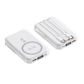 Zl329 Alpha Digital 10000mah Portable Magnetic Wireless Charge Power Bank With 3 Built-in Cables