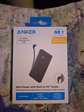 A110d111-1 Anker Zolo 10 000mah 22.5w Power Bank Built-in 90 Usb-c Cable Usb-a