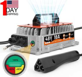 Mmt636-5 Autoand 48v 18a Ezgo Rxv Txt Golf Cart Lead-acid Battery Charger 3-pin Triangular Plug