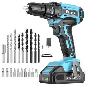 B0fnwbndm9 Bamse 21v Cordless Power Drill Set 2.0ah Battery Charger 3/8 Inch Keyless Chuck Vari