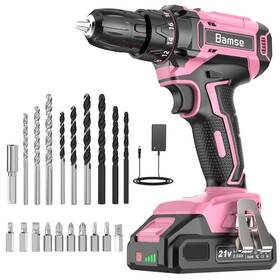 B0fnwg5kf6 Bamse Pink Cordless Drill Set 21v Electric Power Women 2.0ah Battery Charger 3/8
