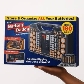 Battery Daddy Distributed By Ontel 735541330247 180 Organizer Storage Case With Tester Double Sided New