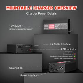 Lpch140630 Battery 14.6v 30a Charger For 12v Lifepo4 Li-ionbattery Deep Cycle Rechargeable