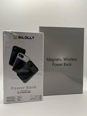 Kr-w002 Bilolly Magnetic Wireless Power Bank 10000mah Fast Charge Usb-c Iphone Android 2 Pack