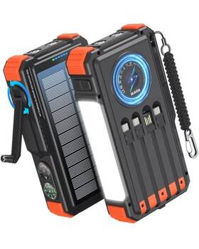 B0fn48493x Blavor 20000mah Solar Power Bank With Hand Crank Wireless Charger Camping