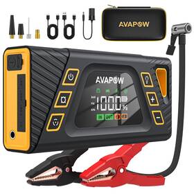 6000a Branded Wp8s Avapow Car Battery Jump Starter 150psi Air Compressor 4 Inch Large Lcd Display