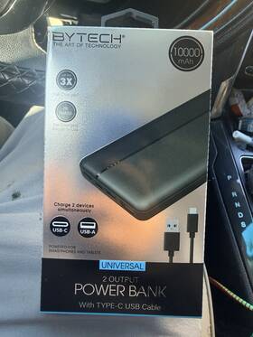 By-pb-10-101-bk Bytech 10000mah Dual Output Power Bank Usb-c Usb-a For Smartphones Tablets
