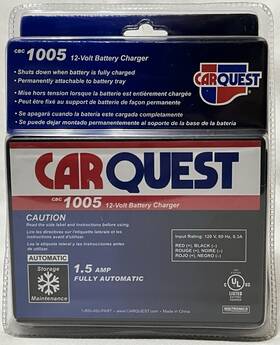 Carquest 175000810055 Cbc 1005 12 Volt 1.5 Amp Fully Automatic Battery Charger Attachable