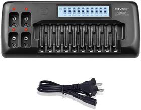 Cityork 744110730630 10 4 Bay Lcd Universal Battery Charger For Aa Aaa 9v Nimh Nicd Rechargeable Batt