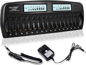 Cityork 784117537665 16 Bay Rechargeable Battery Charger With Lcd Eye Protection Screen Fast C