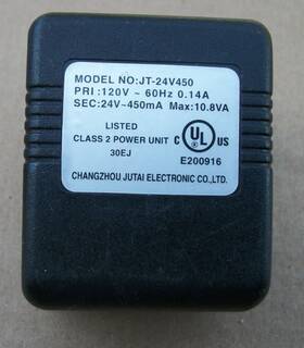 Jt-24v450 Cje 740972450778 2pin 24v 450ma Ac Adaptor Model No