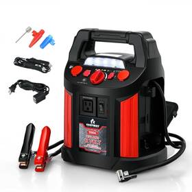E920usa6006 Costway Jump Starter Air Compressor Power Bank Charger With Led Light And Dc Outlet