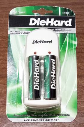 Diehard 035355411690 Battery Charger With 2 Nimh Aa Rechargeable Batteries