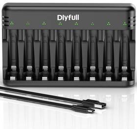 Dlyfull 825665404877 8 Bay Aa Aaa Battery Charger With Usb-c High-speed Charging Independent Slot