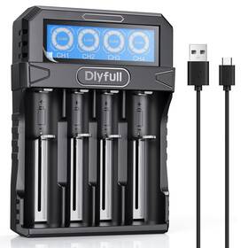 Dlyfull 825665404952 18650 Battery Charger 4 Bay Lcd Display Lithium With Usb-c S
