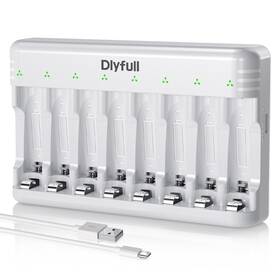 Dlypow 825665405867 8 Bay Aa Aaa Battery Charger Usb-c Fast Charging Smart Auto Shut Off Slots
