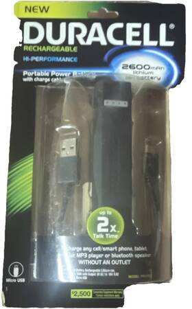 Pro511 Duracell Rechargeable Portable Power Bank 2600mah Lithium-ion Micro Usb