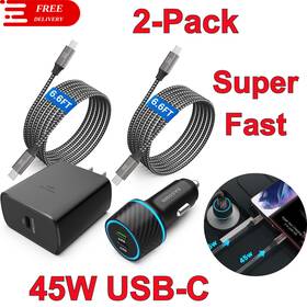 Em-cw01-1 Easdmn 2-pack 45w Usb-c Super Fast Charger With Pps And 6.6ft Cables For Samsung Galaxy