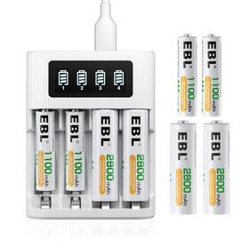 Ebl 313111668671 Aa Aaa Rechargeable Battery 8 Counts With Charger - Lcd Smart Charge