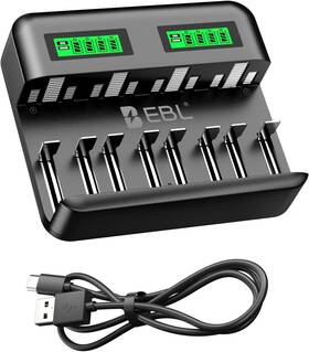 Ebl 445049910997 Lcd 8 Bay Battery Charger Aa Aaa C D Rechargeable For Recha