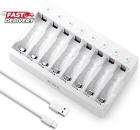 Ebl 744110934557 8 Bay Aa Aaa Battery Charger For Nimh Nicd Rechargeable Batteries Usb High-s