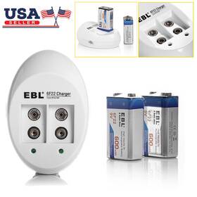 6f22 Ebl 747180881646 2x 600mah 9v Li-ion Rechargeable Batteries 9 Volt Usb Battery Charger