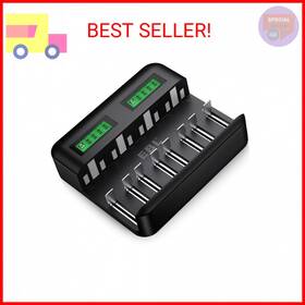Ebl 747180885415 Lcd Rechargeable Battery Charger - 8 Bay Aa Aaa C D For Rech