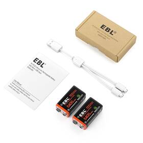 5400mwh Ebl 781621731046 9 Volt Li-ion Usb Rechargeable Batteries Lithium Ion With Charging Cable