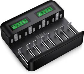 C9008 Ebl Lcd Rechargeable Battery Charger - 8 Bay Aa Aaa C D For Rech