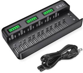 C9036w Ebl 12 2 Bay Lcd Rechargeable Battery Charger For Aa Aaa C D And 9v Batteries