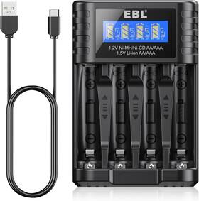 Mymyc0006 Ebl Battery Charger For Aa Aaa 1.5v Li-ion And 1.2v Nimh/nicd Type-c Fast Charging
