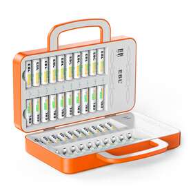 Tb6880us Ebl 40 Slot Battery Charger For Aa Aaa Rechargeable Batteries With 4 Usb Output Us