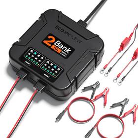 2-bank Eco-worthy 810127138582 Marine Battery Charger 10a 5a/bank Ip68 Waterproof 12v And Ma