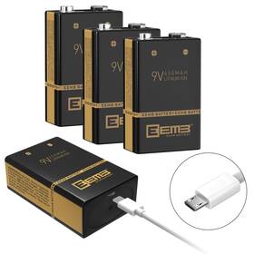 Lp9v Eemb Rechargeable 9v Battery 650mah 9 Volt Lithium-ion Batteries With Usb Cha