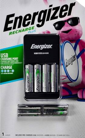 980268515 Energizer Recharge Plus Usb Charger For Nimh Rechargeable 4-aa And 4-aaa Batteries