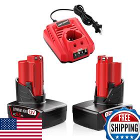 B08rhm6tx3 Energup 2pack 6500mah 12v Replacement For Milwaukee M12 Battery 12volt Charger Kit Fo