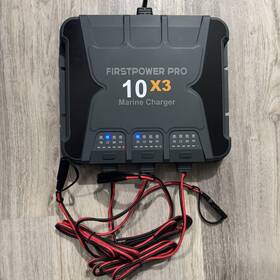Icm10a Firstpower Pro 3x Bank Marine Battery Charger 12v Waterproof Untested Turns On