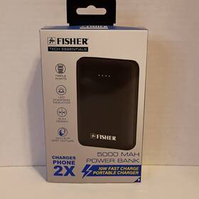 Fpb520k Fisher 5000 Mah Portable Charger 10w Fast Charge Usb Micro Type C