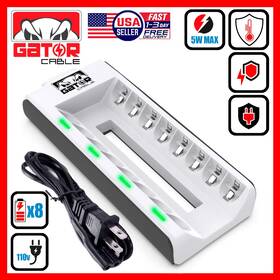 Gator Cable 852714152974 Battery Charger For Ni-mh Ni-cd Aa Aaa 8 Slot Rechargeable Batteries Universal