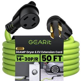 Gearit 815248022048 30-amp Extension Cord For Dryer And Ev 125/250-volt 4-prong Compatible Wit