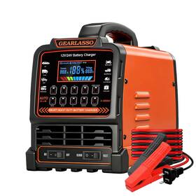 Aamaat00716-gls Gearlasso 12v 24v Car Battery Charger Heavy Duty 0-15a Orange And Black