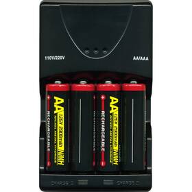 General Brand 689466080056 4 Aa 2900mah Nimh Batteries 110 220v Rapid Charger Multi-voltage